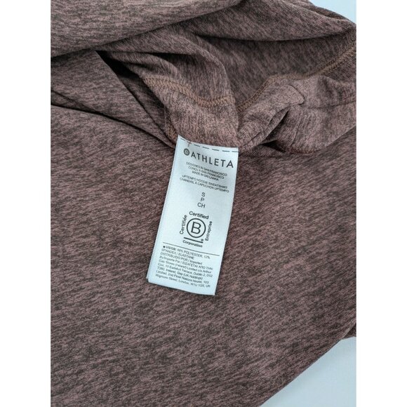 Athleta Uptempo Hooded Sweatshirt Womens Size Small Brown Heathered Thumb Holes - Picture 6 of 8